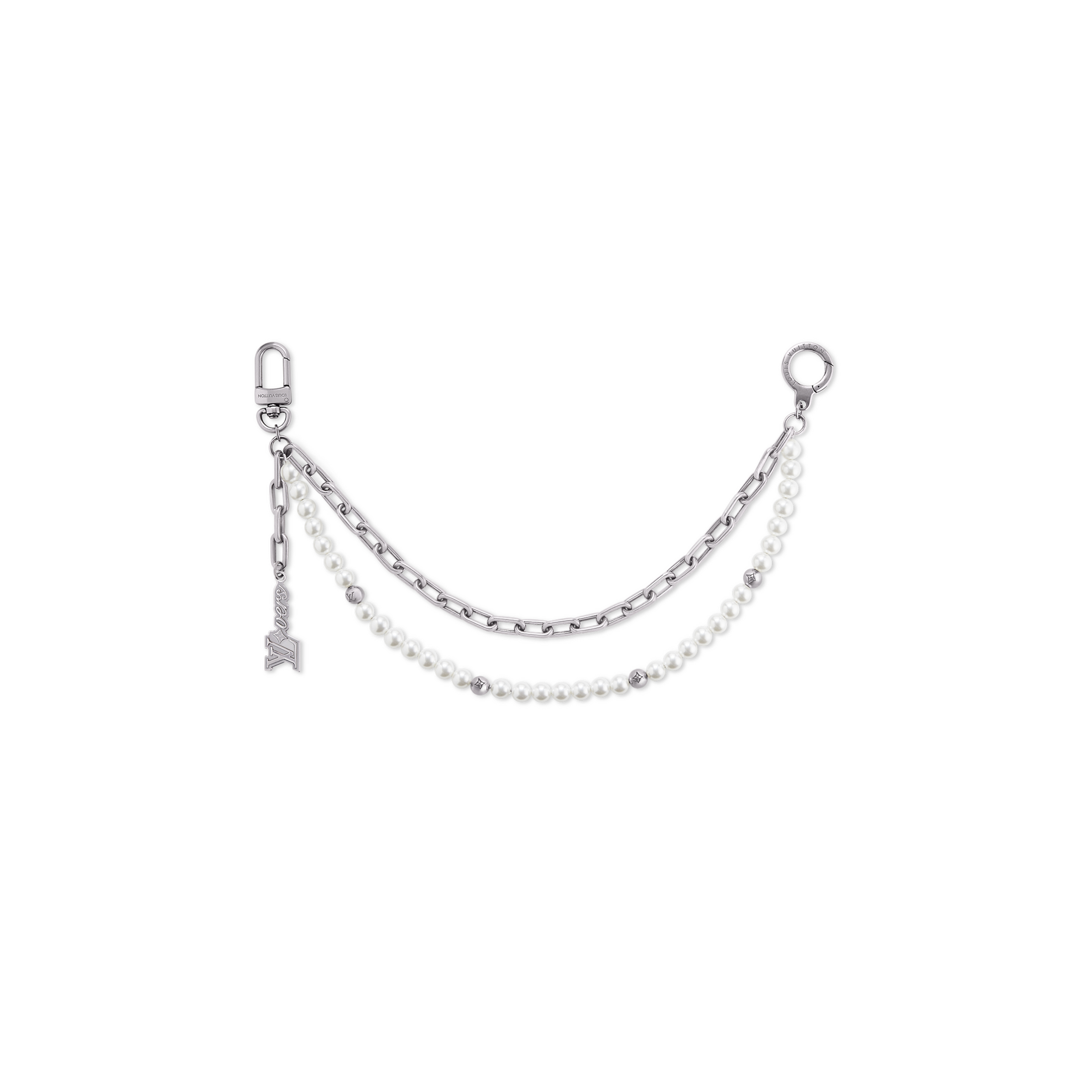 LOUIS VUITTON PEARLS CHAIN BELT AND BAG CHARM M02606